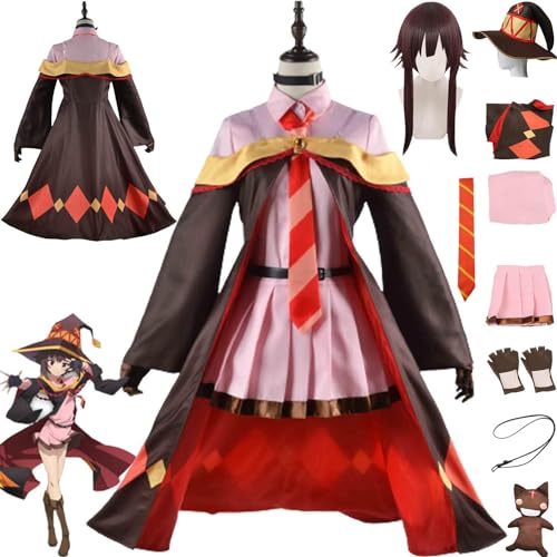 ZoikoM Anime KonoSuba Megumin Cosplay Kostüm Outfit Explosion On This Wonderful World Uniform Cape Perücke Hut Komplettset Halloween Party Dress Up Anzug von ZoikoM