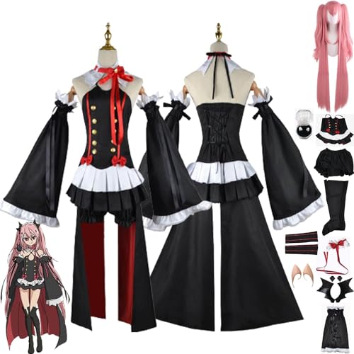 ZoikoM Anime Seraph Of The End Krui Tepes Cosplay Kostüm Outfit Rollenspiel Uniform Komplettes Set Halloween Karneval Dress Up Anzug mit Perücke/falschen Zähnen/falschen Ohren von ZoikoM