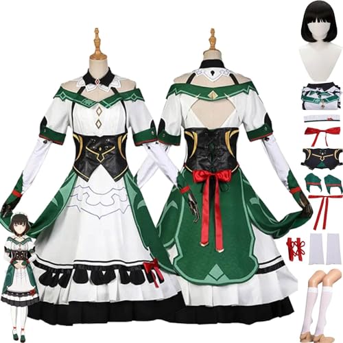 ZoikoM Genshin Impact Katheryne Catherine Cosplay Kostüm Outfit Spielzeugfiguren Hutao Uniform Komplettset Halloween Karneval Party Dress Up Anzug mit Perücke von ZoikoM