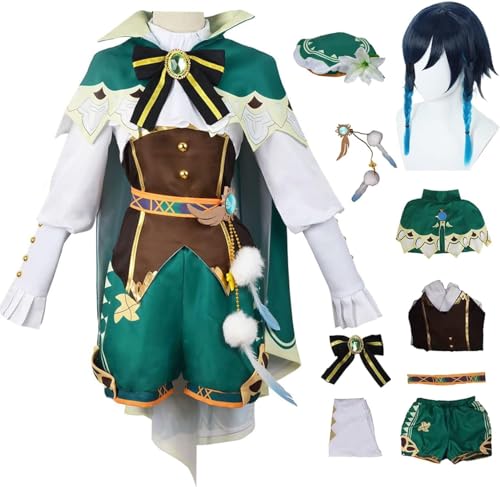 ZoikoM Genshin Impact Venti Cosplay Kostüm Komplettset mit Perücke Genshin Cosplay Kostüm Uniform Halloween Karneval Party Bühnenkostüm von ZoikoM