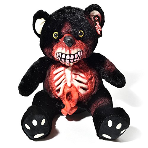 Zombie Teddy Original XXL 50cm Halloween Teddybär Horror-Bär Der Gruselige Kuschelbär für alle Splatter & Horror Fans (Gedärme Schwarz) von Zombie Teddy