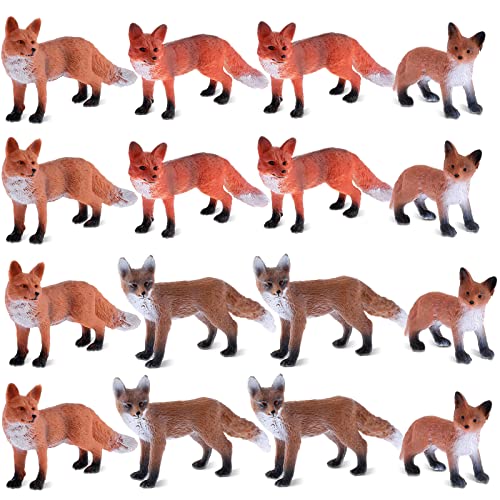 Zomiboo 16 Teiliges Set Fuchs Spielzeugfiguren Rotfüchse Figuren PVC Kunststoff Fox Spielzeug Realistischer Miniaturfuchs Mini Rotfuchs Spielzeugfigur Wildfuchs Figuren Set für Sammlung Wohnkultur von Zomiboo