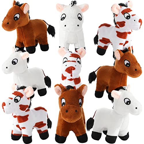 9 Pack Pferd Stofftiere Plüsch Spielzeug Stehpferd Mini Plüschpferd 4,7 Zoll mit mit Abnehmbarer Kette für Tierthema Party Geburtstags Dekorationszubehör von Zomiboo