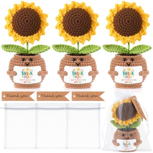 Zomiboo 3er-Set "Thank You for Helping Me Grow", inklusive Mini-Sonnenblumen-Puppe, Blumen, gehäkelt, mit Karte zum Schulabschluss, Gaze-Taschen und Dankeschön-Hangtags für Lehrer Zomiboo 3er-Set "Thank You for Helping Me Grow", inklusive Mini-Sonnenblumen-Puppe, Blumen, gehäkelt, mit Karte zum Schulabschluss, Gaze-Taschen und Dankeschön-Hangtags für Lehrer von Zomiboo
