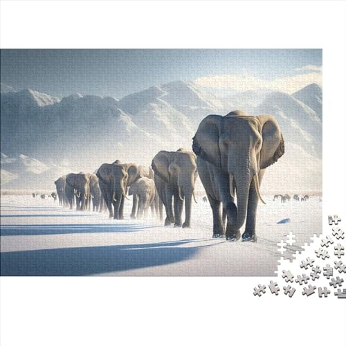 1000teiliges Puzzle mit Wilden Elefantentieren für Kinder und Erwachsene ab 12 Jahren Lernspiele Geschenke Puzzle 1000 Teile (75 x 50 cm) von Zomtoon