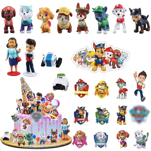 25 Stück ZoneYan Dog Patrol Tortendeko für Kindergeburtstag, Cake Topper, Kuchen Deko 3-8 Jahre von ZoneYan