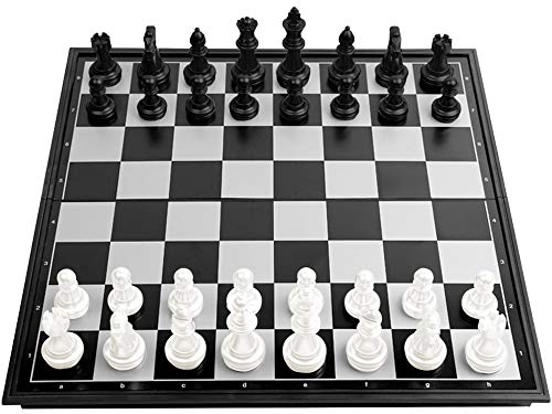 Klein Schachspiel, ZoneYan Schachbrett Magnetisch, Chess Set, Tragbar Schach, Zusammenklappbar Reiseschach, Schwarz und Weiß, für Kinder und Erwachsene, 25cm x 25cm von ZoneYan