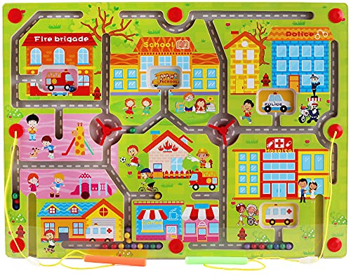 Magnetspiel Stadtlabyrinth, ZoneYan Magnet Labyrinth, Magnetspiel Holz Labyrinth, Labyrinth Magnet für Kinder über 3 Jahren, Ausbildung Visuelle Verfolgung und Feinmotorik Magnetspiel Stadtlabyrinth, ZoneYan Magnet Labyrinth, Magnetspiel Holz Labyrinth, Labyrinth Magnet für Kinder über 3 Jahren, Ausbildung Visuelle Verfolgung und Feinmotorik von ZoneYan