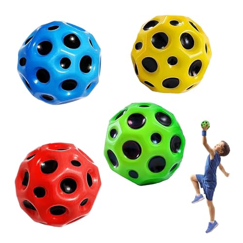 ZoneYan 4 Stück Moon Ball, Hohe Springender Gummiball, Hohe Bounce-Loch-Ball, Astro Jump Ball, Space Ball Spielzeug, Bounce Ball High Bouncing Ball (L,4pcs) von ZoneYan
