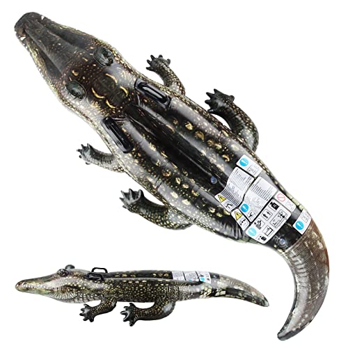 Schwimmendes Krokodil, ZoneYan Groß Aufblasbares Krokodil, 170*68cm Aufblasbares Tier mit 2 Robustem Haltegriff, Wasser Aufblasbare Schwimmende Krokodil, Aufblasbares Reittier Krokodil Wasserspielzeug von ZoneYan