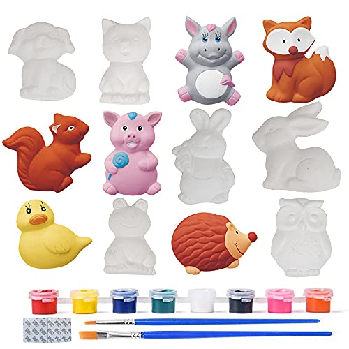 ZoneYan Bastelset Kinder Malset, Figuren Malset Kinder, Gips Spielzeug, Figuren Selber Bemalen, Malset Spielzeug DIY, Bemalen Basteln, 3D-Malerei Tierfiguren, Anmalen Gipsfigur (Tierserien) von ZoneYan