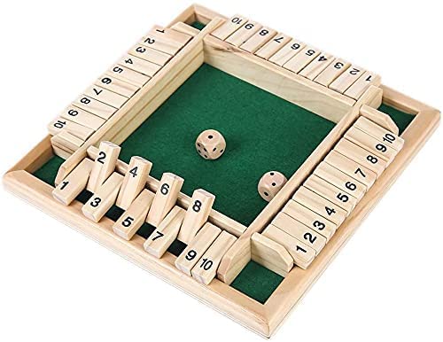 ZoneYan Shut The Box mit 2 Würfeln, Holz Brettspiel Würfel, Klassisch Würfelspiel, Klappbrett, Tisch Spiel für Partei, Mathe-Spiele für Kinder, 4 Spieler von ZoneYan