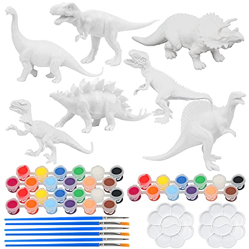 ZoneYan Dinosaurier Malset für Kinder, 3D Dinosaurier Spielzeug Malsets, Tierfiguren zum Bemalen, Malen Sie Ihr Eigenes Dino, für Jungen und Mädchen (7 Dinosaurier) von ZoneYan