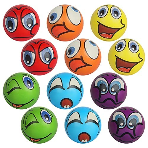 ZoneYan Emoji Stressball, 12 Stück Antistressball, Stressball Zum Kneten, Squishy Antistressbälle, Smiley Squeezers, 6 Farben, Stress Relief Emotionale Spielzeug für Kinder und Erwachsene von ZoneYan