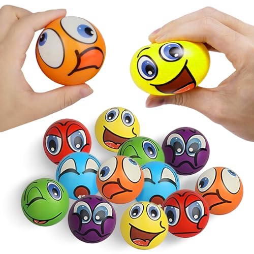 ZoneYan Emoji Stressball, 12 Stück Antistressball, Stressball Zum Kneten, Squishy Antistressbälle, Smiley Squeezers, 6 Farben, Stress Relief Emotionale Spielzeug für Kinder und Erwachsene von ZoneYan