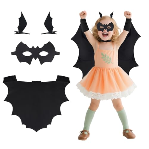 ZoneYan Fledermaus Kostüm Kinder, Fledermausflügel Umhang mit Maske Haarspangen, Halloween Kostüme Kinder, Vampir Kostüm für Junge Mädchen Halloween Karneval Fasching Cosplay Party ZoneYan Fledermaus Kostüm Kinder, Fledermausflügel Umhang mit Maske Haarspangen, Halloween Kostüme Kinder, Vampir Kostüm für Junge Mädchen Halloween Karneval Fasching Cosplay Party von ZoneYan