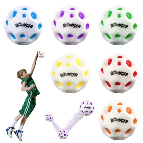 ZoneYan 6 Stück Moon Ball, Hohe Springender Gummiball, Hohe Bounce-Loch-Ball, Astro Jump Ball, Space Ball Spielzeug, Bounce Ball High Bouncing Ball (S,6pcs) von ZoneYan