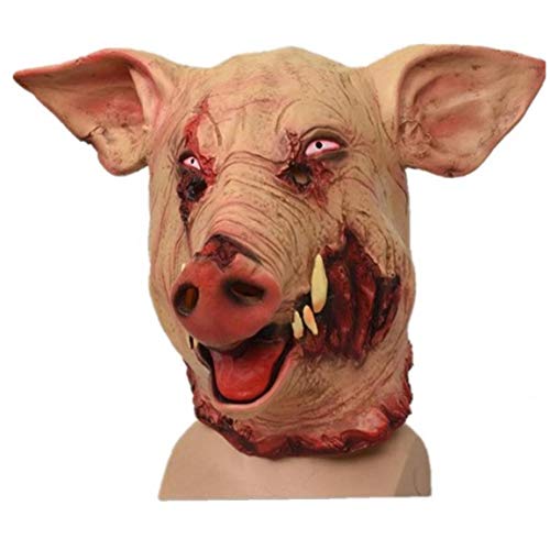 Zonfer 1pc Schweinekopf Halloween Horror Maske Scary Tierkopfbedeckung Halloween Dekoration Big Fangs Wildschwein Halloween Cosplay Schwein Scary Decor von Zonfer