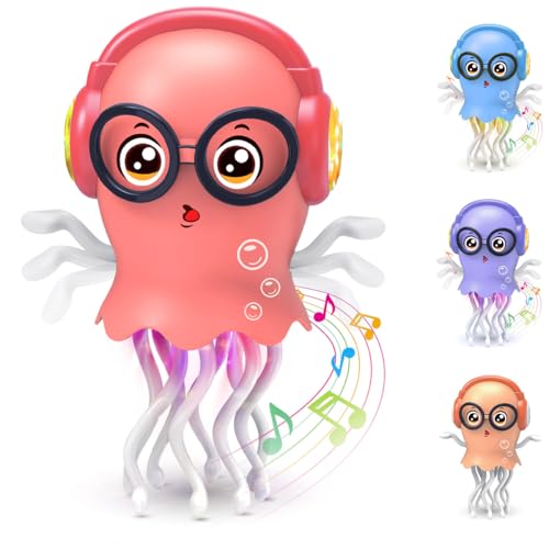 Zonopy Tanzendes Quallen-Baby Spielzeug, Elektrisches Kriechendes Quallen-Spielzeug, Krabbelspielzeug mit Licht und Sound– Interaktives Tummy Time Toys für Junge Mädchen Geburtstagsgeschenk von Zonopy