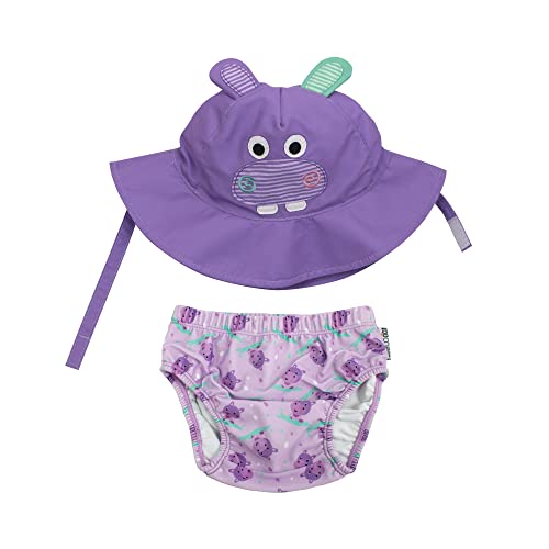 Set Baby Badeanzug + Mütze - Nilpferd - UPF 50+ - 6-12 M - M von Zoocchini