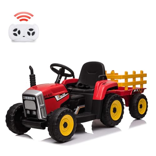 12V Elektro-Traktor Mit Fernbedienung Für Kinder 3-6 Jahre – LED-Scheinwerfer, MP3-Player, Sicherheitsgurt, Geländereifen von ZoomBuggy