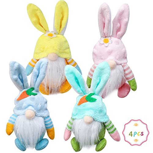 Zoonvii 4 Pcs Plüsch Osterwichtel, Wichtel Frühling Osterhase Deko,Ostern Deko Wichtel Handgemachte Figuren, Frühlingsdeko Tisch Basteln Wichtel,Osterhase für Oster Party Geschenke Aufhängen Deko von Zoonvii