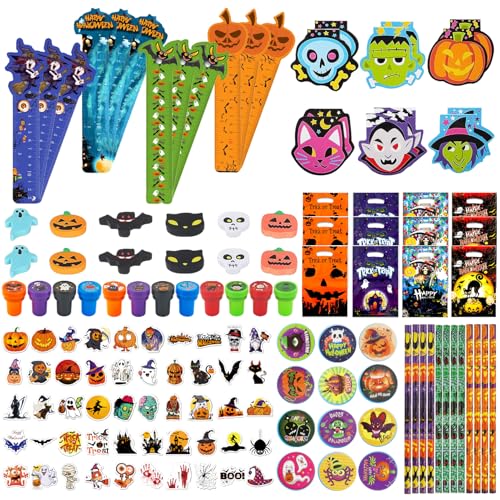 Zoonvii 134 STK Halloween-Schreibwaren-Sets für Kinder,Halloween Partyspielzeug Mitgebsel Kinder Set,inklusive Bleistifte,Lineale,Aufkleber und Radiergummis usw,Party Mitbringsel für Jungen Mädchen Zoonvii 134 STK Halloween-Schreibwaren-Sets für Kinder,Halloween Partyspielzeug Mitgebsel Kinder Set,inklusive Bleistifte,Lineale,Aufkleber und Radiergummis usw,Party Mitbringsel für Jungen Mädchen von Zoonvii