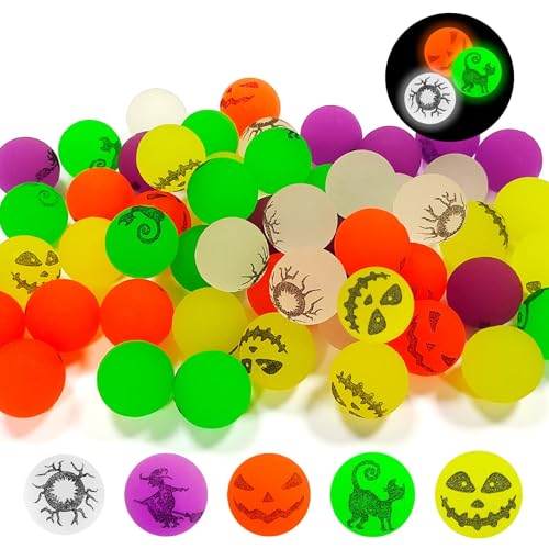 Zoonvii Halloween Flummies Luminous,Flummis für Kinder,Glow in The Dark Speelgoed Hüpfbälle Voor Kinderen,Halloween Party Mitgebsel Bags for Trick or Treating (24) von Zoonvii