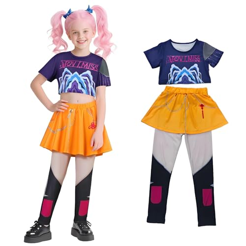 Demon Hunters Rumi Kostüm für Mädchen Jacket Outfits Shorts Kpop Idol Zoey Mira Cosplay Uniform für Halloween Party (Mira Kostüm, 140 cm) von Zophlly