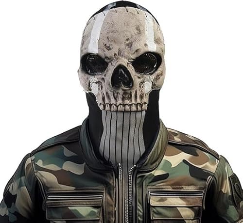 Horror Maske Ghost Call of Duty MW2 Für Männer, Realistische Skelett-Maske Schädel für Halloween Spiele Kostüm Cosplay (Schädel-Maske-A) von Zophlly
