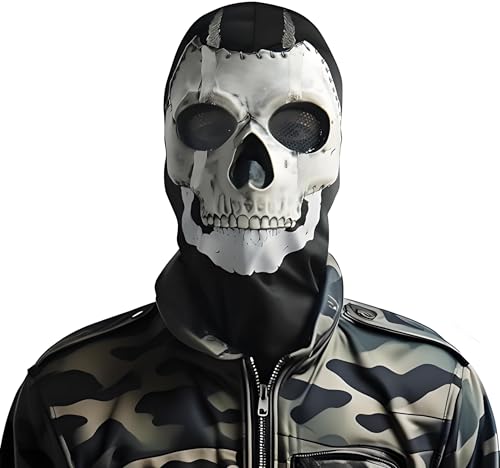 Horror Maske Ghost Call of Duty MW2 für Herren, realistische Skelettmaske Schädel für Halloween Spiele Kostüm Cosplay (Schädel-Maske-B) von Zophlly