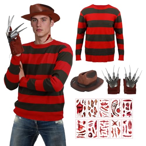 Zophlly Freddy Krüger Pullover Kostüm Maske (Freddy-Anzug, S) von Zophlly