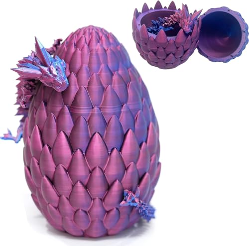 Drachenei Mit Drache 3D, 3D Gedruckter Drache, 3D Drache, Realistische Dracheneier Im Ei Gelenkiger Voll Beweglicher, Überraschungs Easter Dracheneier Wohnkultur(Strahlungsviolett) von Zorvayne