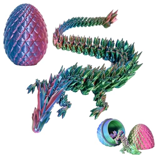 Drachenei Mit Drache 3D, 3D Gedruckter Drache, 3D Drache, Realistische Dracheneier Im Ei Gelenkiger Voll Beweglicher, Überraschungs Easter Dracheneier Wohnkultur (Rot blau grün) von Zorvayne