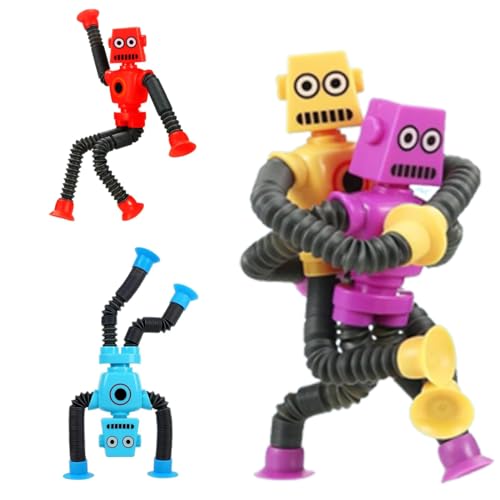 Sensorisches Roboter Spielzeug, 4 Stück Teleskop-Saugnapf Roboter Spielzeug, Telescopic Suction Cup Roboter Toy, Teleskop Saugnapf Roboter, Partygeschenke für Jungen und Mädchen (Rot,Gelb,Blau,Lila) Sensorisches Roboter Spielzeug, 4 Stück Teleskop-Saugnapf Roboter Spielzeug, Telescopic Suction Cup Roboter Toy, Teleskop Saugnapf Roboter, Partygeschenke für Jungen und Mädchen (Rot,Gelb,Blau,Lila) von Zorvayne