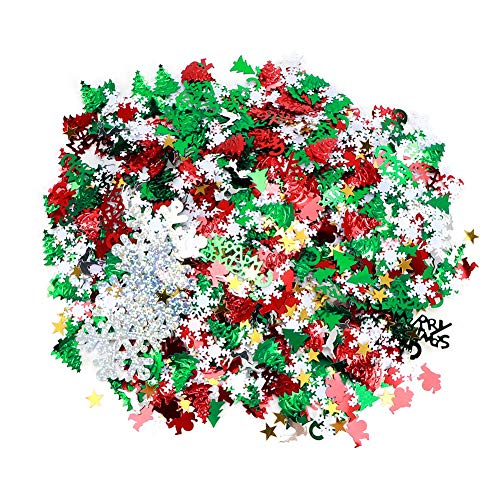 Zouminyy Weihnachtspailletten, 2 Taschen Weihnachtskonfetti, Mischfarbe Wiederverwendbar für Geschenke Partydekoration von Zouminyy