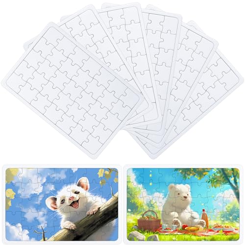 Zourglow Puzzle Selber Gestahlten, 8 Stück Puzzles zum Bemalen mit 35 Teile Minipuzzle, 15 x 10 cm Blanko Personalisiert Puzzle für Kinder DIY Kreative von Zourglow