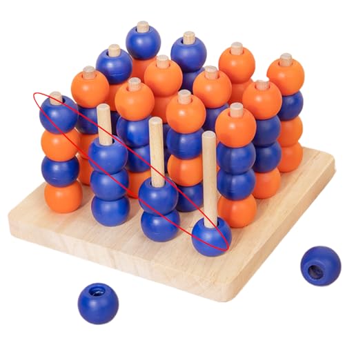 4 In Folge Brettspiel, 3D-Holzstrategiespiel, Bildungs-Brain-Teaser-Design mit robustem Premium-Material und Spaß für Zuhause, Familienabend, Schule, Partys, Geburtstag, 5.12x5.12x3.15 Zoll von Zqkimzi