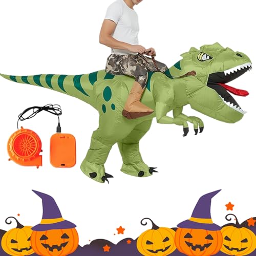 Zqkimzi Aufblasbares Dinosaurierkostüm - Dinosaurier Halloween Kostüm | Reit Kostüm Für Halloween Schule Themenpark Party Bühnenauftritt Geburtstag Weihnachtsfeier Event von Zqkimzi