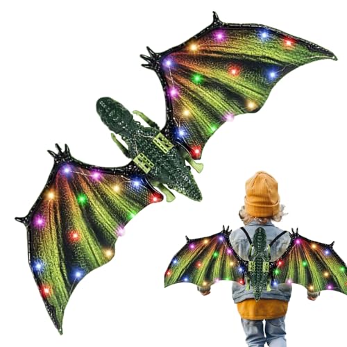 Zqkimzi Dragon Wings, Electric Dinosaur Costume Toy, Realistic Flapping Wings with LED Lights and Music, Excellent for Boys Toddler Dress Up Birthday Christmas Halloween Parties von Zqkimzi