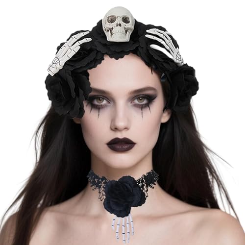 Zqkimzi Halloween Gothic Kopfschmuck,Damen Haarreif Choker Halskette - Weiches Gothic Headpiece für Halloween Cosplay Mottopartys Kostümfeste Maskenbälle Zqkimzi Halloween Gothic Kopfschmuck,Damen Haarreif Choker Halskette - Weiches Gothic Headpiece für Halloween Cosplay Mottopartys Kostümfeste Maskenbälle von Zqkimzi