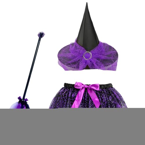 Zqkimzi Halloween Hexenkostüme für Kinder,Kinder Hexen Kostüm Zubehör Mit Besen Und Rock | Elastische Halloween Maskerade Für Fotoshootings Bühnenauftritte Zqkimzi Halloween Hexenkostüme für Kinder,Kinder Hexen Kostüm Zubehör Mit Besen Und Rock | Elastische Halloween Maskerade Für Fotoshootings Bühnenauftritte von Zqkimzi