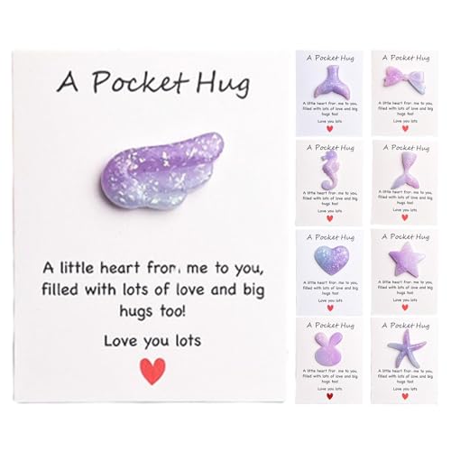 Zqkimzi Inspirierende Taschenumarmung – Nachdenklich für Frauen, Tochter, Sohn oder Enkelin, Andenken für Geburtstage, Weihnachten oder Kindertag, Set mit 9 Token für Komfort und Liebe von Zqkimzi