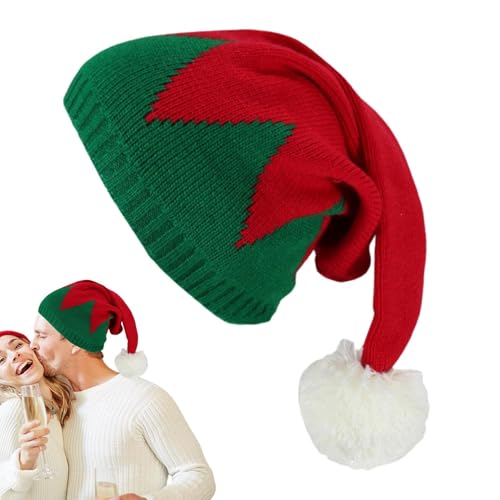 Zqkimzi Strickmütze, elastische Weihnachtsmütze, warme Wintermütze, bunte Wintermütze, bequeme Strickmütze für festliche Zusammenkünfte und Heiligabendfeiern von Zqkimzi