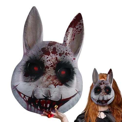 Zqkimzi Unheimliche Hasenmaske, Gruselige Kaninchenmaske, Kostüm Verkleidung Requisiten für Theater Bühne Show Performance Party Maskerade Cosplay Fest Feier Familienfest von Zqkimzi