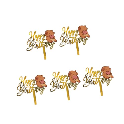 5pcs Acryl Cartoon Geburtstagstorte Dekoration Cupcakes Ornament Cartoon Tierkuchen Geburtstagsfeier Dekoration Cartoon Tiergeburtstagsfeier Dekoration von Zqxnt