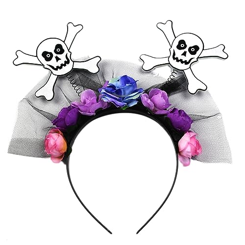 Zqxnt Des Toten Kopfstücks Halloween Schädel Stirnband Skelett Rose Stirnband Blumenkronstirnband Für Frauen Mädchen Zqxnt Des Toten Kopfstücks Halloween Schädel Stirnband Skelett Rose Stirnband Blumenkronstirnband Für Frauen Mädchen von Zqxnt
