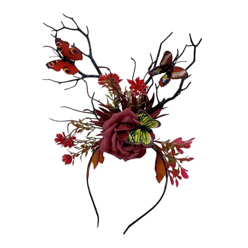 Zqxnt Einzigartige Blumenzweigstirnbänder Mädchen Cosplay Kopfbewegung Hexenzweig Schmetterling Maskeraden Halloween Cosplay von Zqxnt
