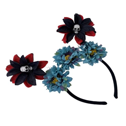 Zqxnt Handgefertigtes Schädel Stirnband Mädchen Hexen Kopfbedeckung Schädel Dunkle Blumenfursuit Maskeraden Halloween Hexenparty von Zqxnt