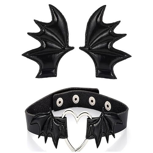 Zqxnt Mädchen Haarclip Und Choker Set Halloween Kostüm Haarclip Halloween Fledermausflügel von Zqxnt